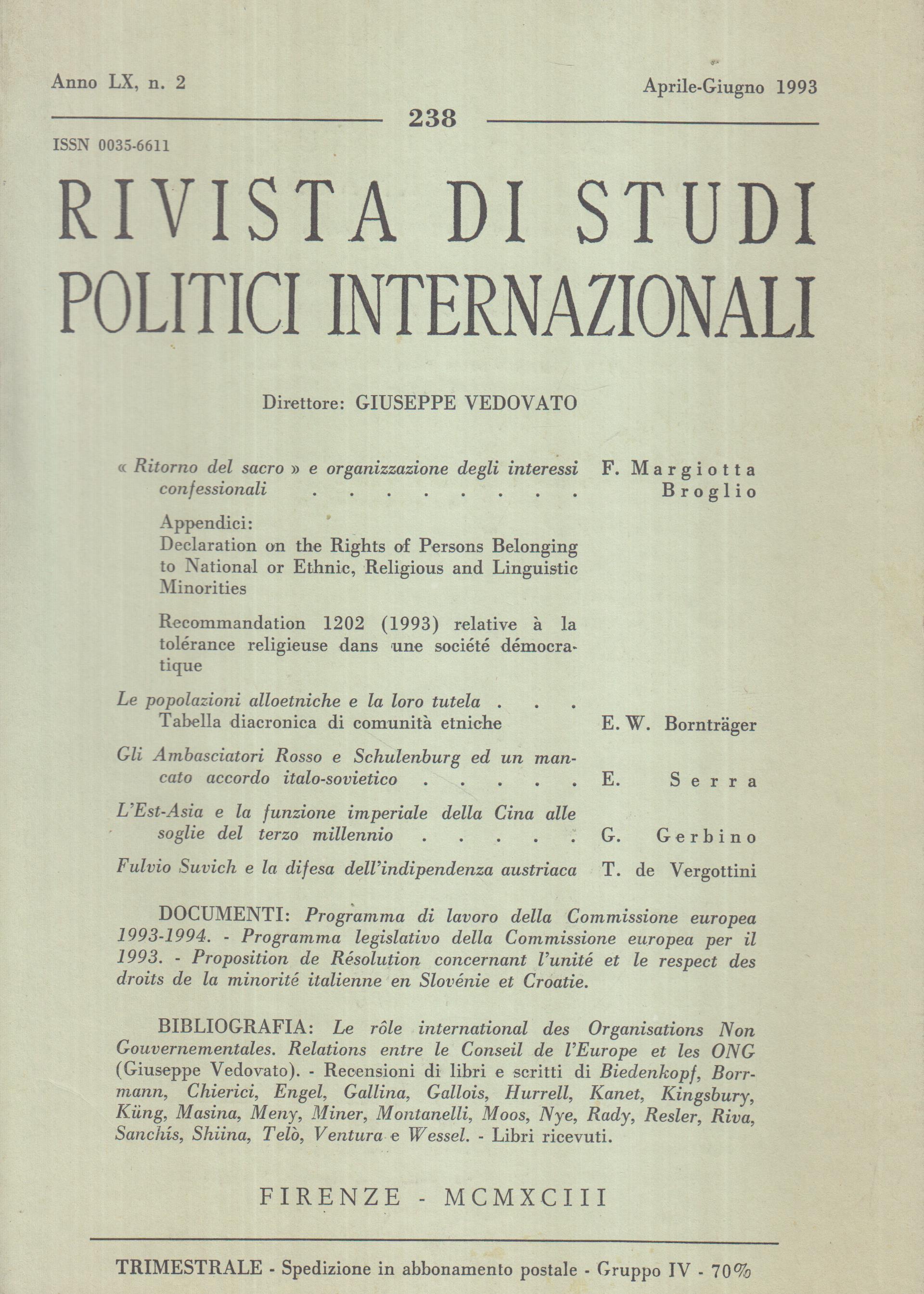  Rivista di Studi Politici Internazionali. 238 Anno LX, n. 2 (Aprile-Giugno 1993)