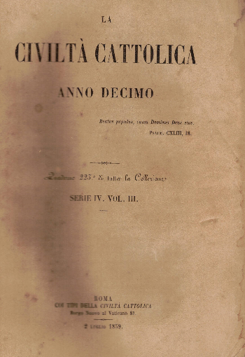 La Civiltà Cattolica. Anno 10, quaderno 223, AA.VV.