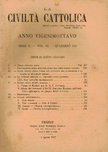  La Civiltà Cattolica. Anno 28, quaderno 651, AA.VV.