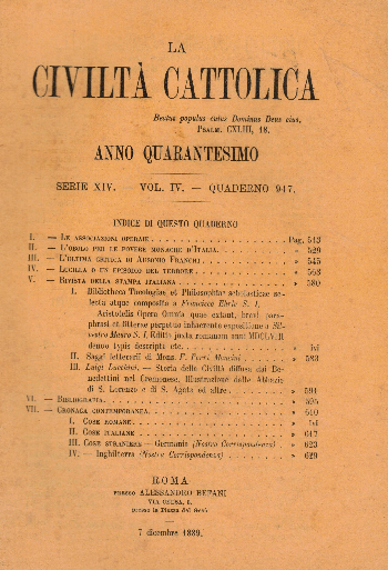  La Civiltà Cattolica. Anno 40, quaderno 947, AA.VV.