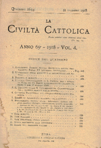La Civiltà Cattolica. Anno 69, quaderno 1644, AA.VV.