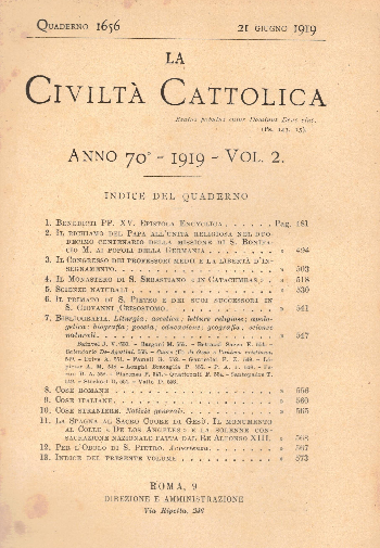 La Civiltà Cattolica. Anno 70, quaderno 1656, AA.VV.