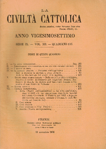 La Civiltà Cattolica. Anno 27, quaderno 634, AA.VV.