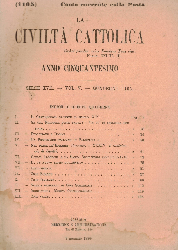 La Civiltà Cattolica. Anno 50, quaderno 1165