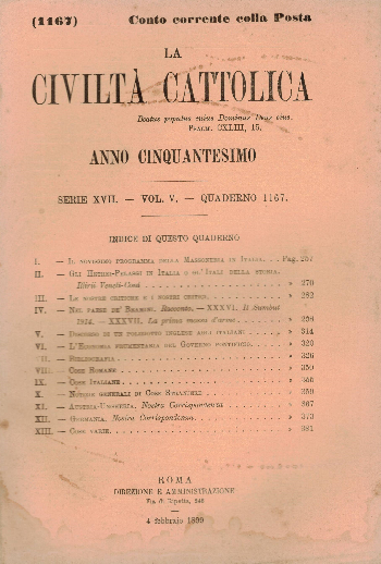La Civiltà Cattolica. Anno 50, quaderno 1167, AA.VV.