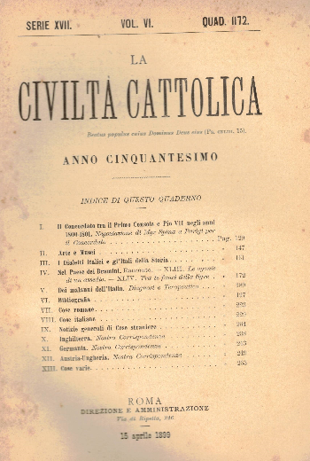 La Civiltà Cattolica. Anno 50, quaderno 1172, AA.VV.