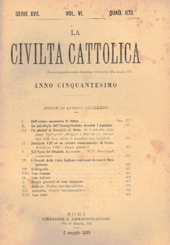 La Civiltà Cattolica. Anno 50, quaderno 1173, AA.VV.