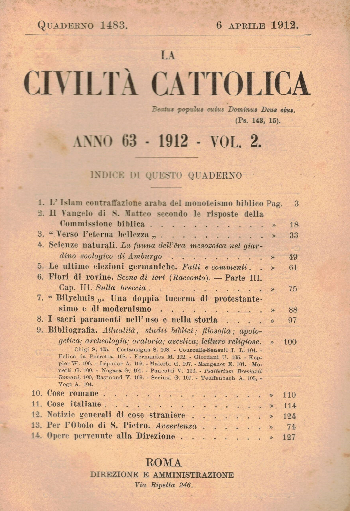 La Civiltà Cattolica. Anno 63, quaderno 1493, AA.VV.