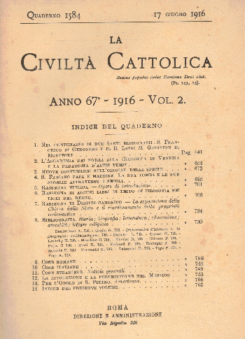 La Civiltà Cattolica. Anno 67, quaderno 1584, AA.VV.